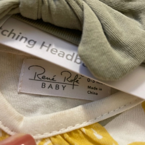 NWT Rene Rofe Boutique Baby Lemon Patterned Dress Set - Picture 5 of 7